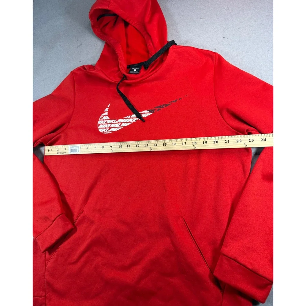 Nike Mens Dri-FIT Red Graphic Swoosh Pullover Hoodie Large Sweatshirt